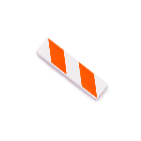 1x4 Barricade Tile - White/Florescent Red